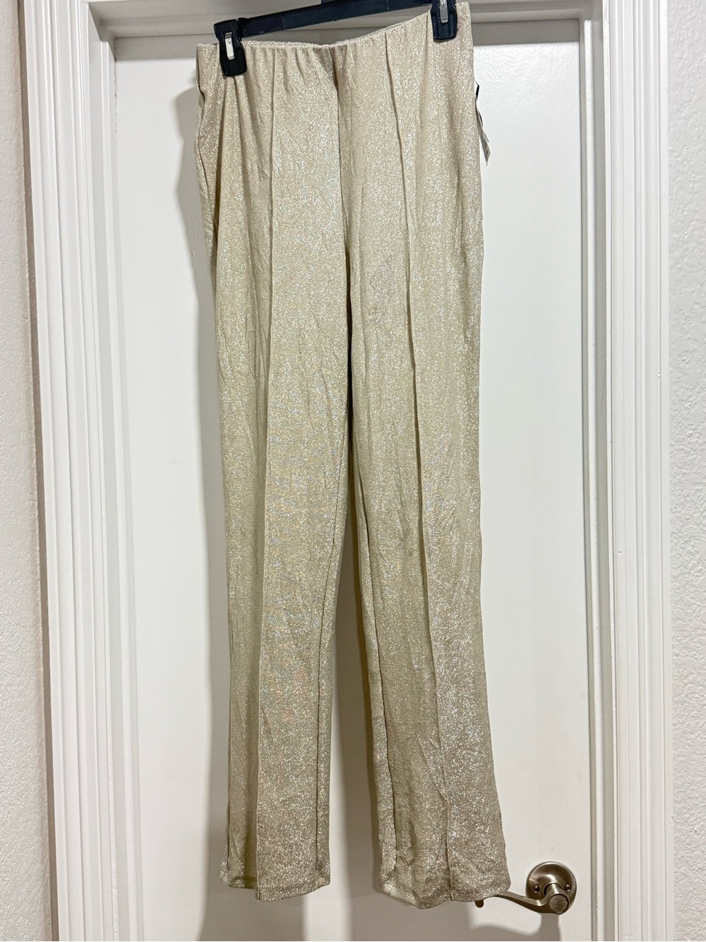 RACHEL Rachel Roy Metallic Champagne Wide-Leg Trousers
